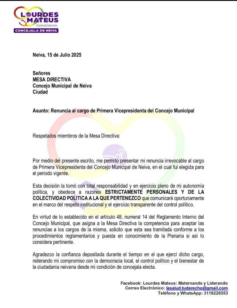 116209-834x1080 LA CONCEJALA LOURDES MATEUS RENUNCIA A LA PRIMERA VICEPRESIDENCIA DE LA CORPORACIÓN EDILICIA‎‎