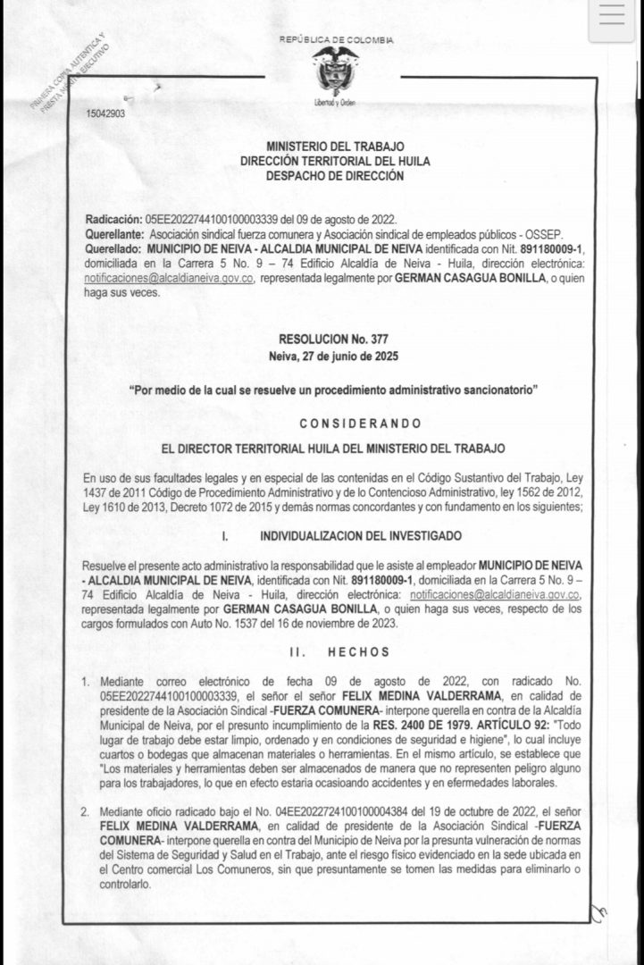 91300-721x1080 ‎MULTA MILLONARIA AL MUNICIPIO DE NEIVA POR GRAVES FALLAS EN SEGURIDAD Y SALUD EN EL TRABAJO